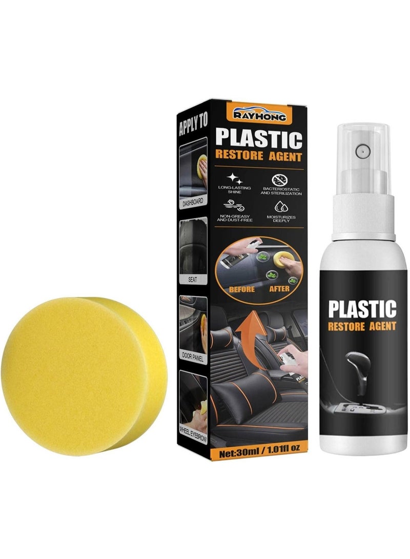 رايهونغ مُرمِّم داخلي وخارجي للسيارات 30 مل - مُنشِّط للبلاستيك والمطاط والفينيل والجلد، مع أداة تطبيق إسفنجية، يُعيد للوحات القيادة والمقاعد والزخارف والمصدات لمعانًا "كأنها جديدة". - Image 1